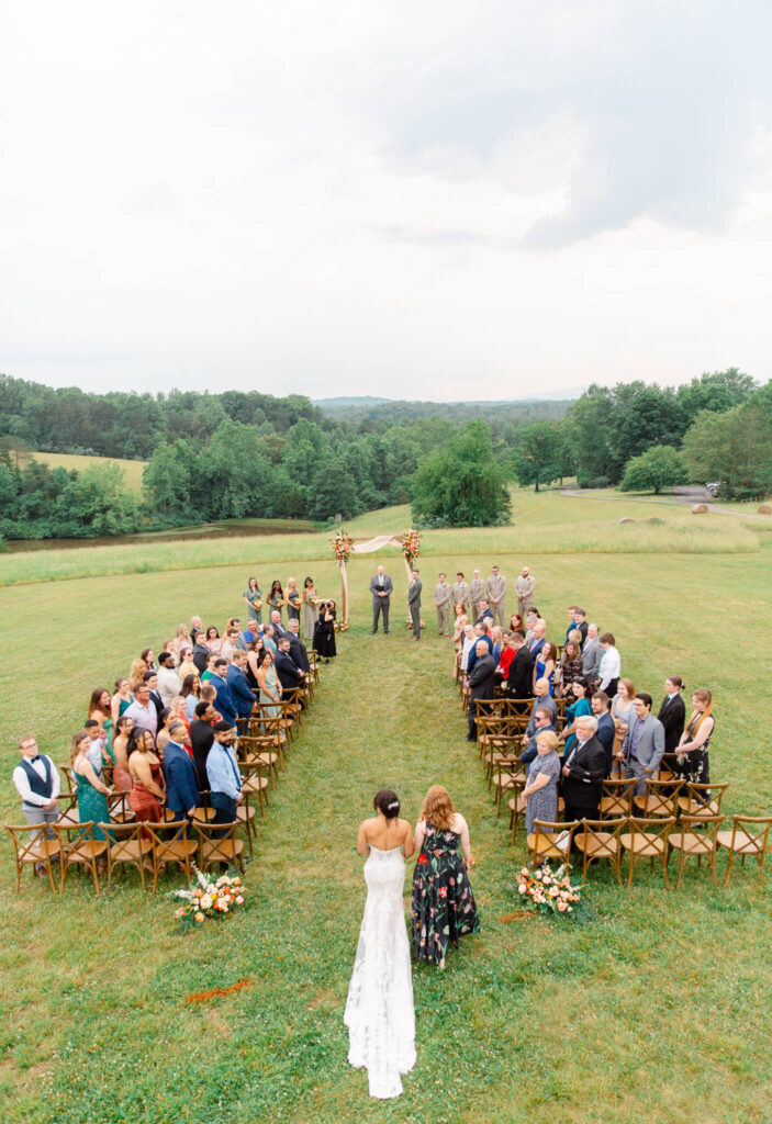Wedding ceremony at Guildford Farm north of Charlottesville, Virginia.